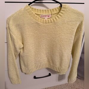 Pink Republic Girls Light Yellow Crew Neck Sweater